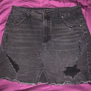 Ripped Black Jean Skirt
